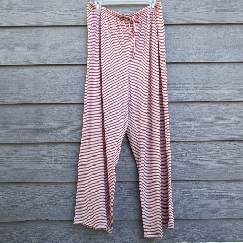 Forever 21 2XL Striped Pajama Pants Women Red Knit Wide Leg Cozy Lounge